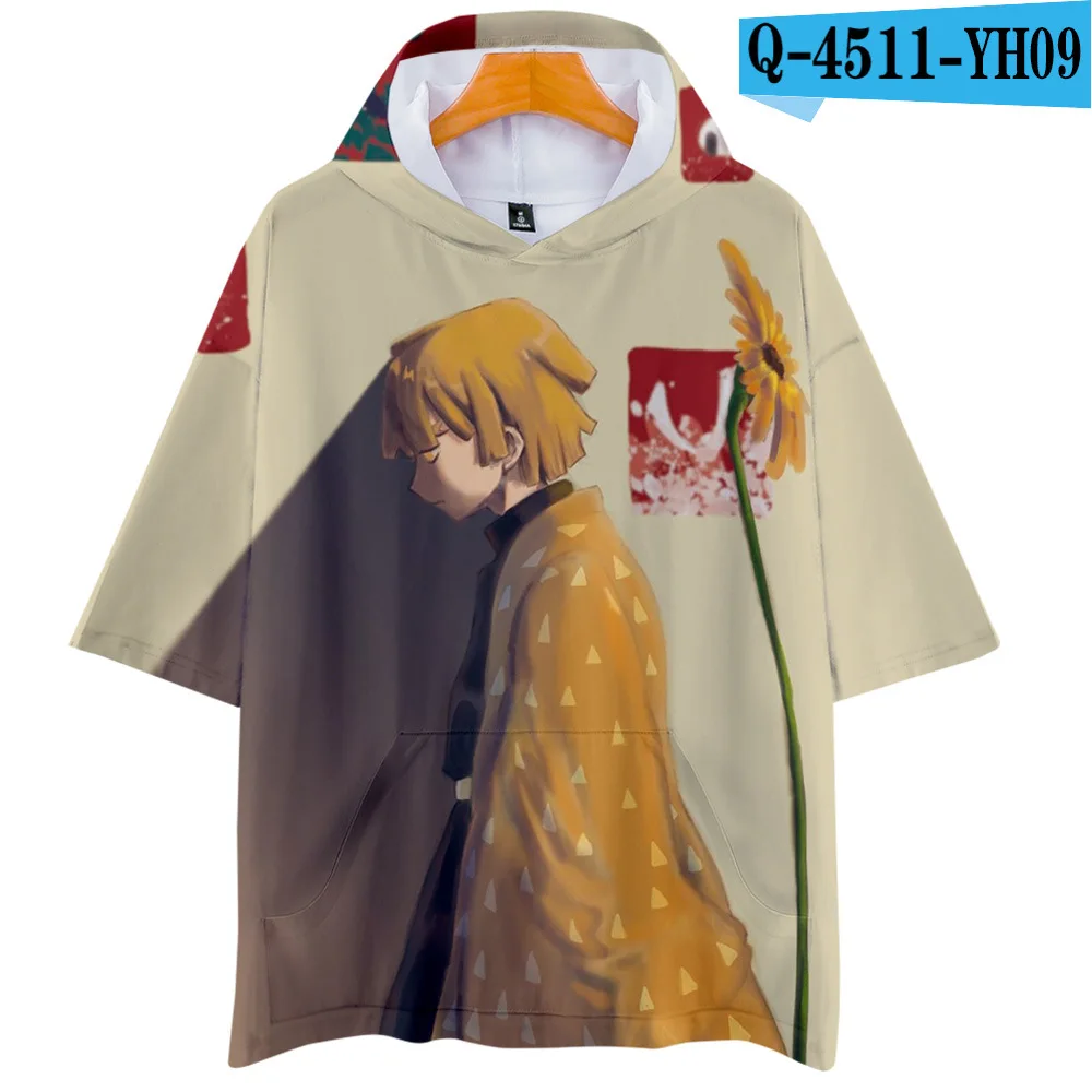 

Hot Sales Tshirt Japan Cartoon Kimetsu no Yaiba:Demon Slayer Short Sleeves Hooded T-shirt Kamado Tanjirou Summer Tops