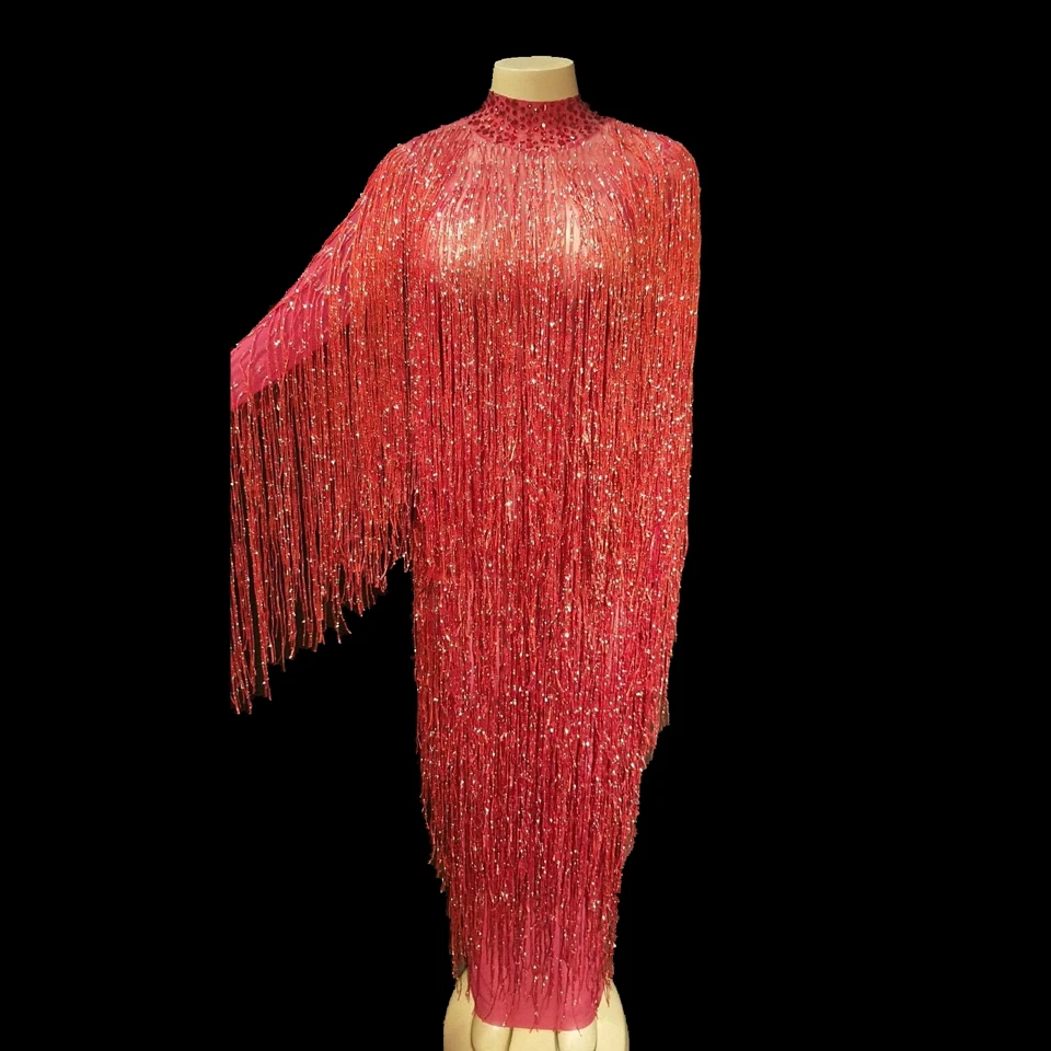 Женское длинное вечернее платье с бахромой 6 цветов | Тематическая одежда и