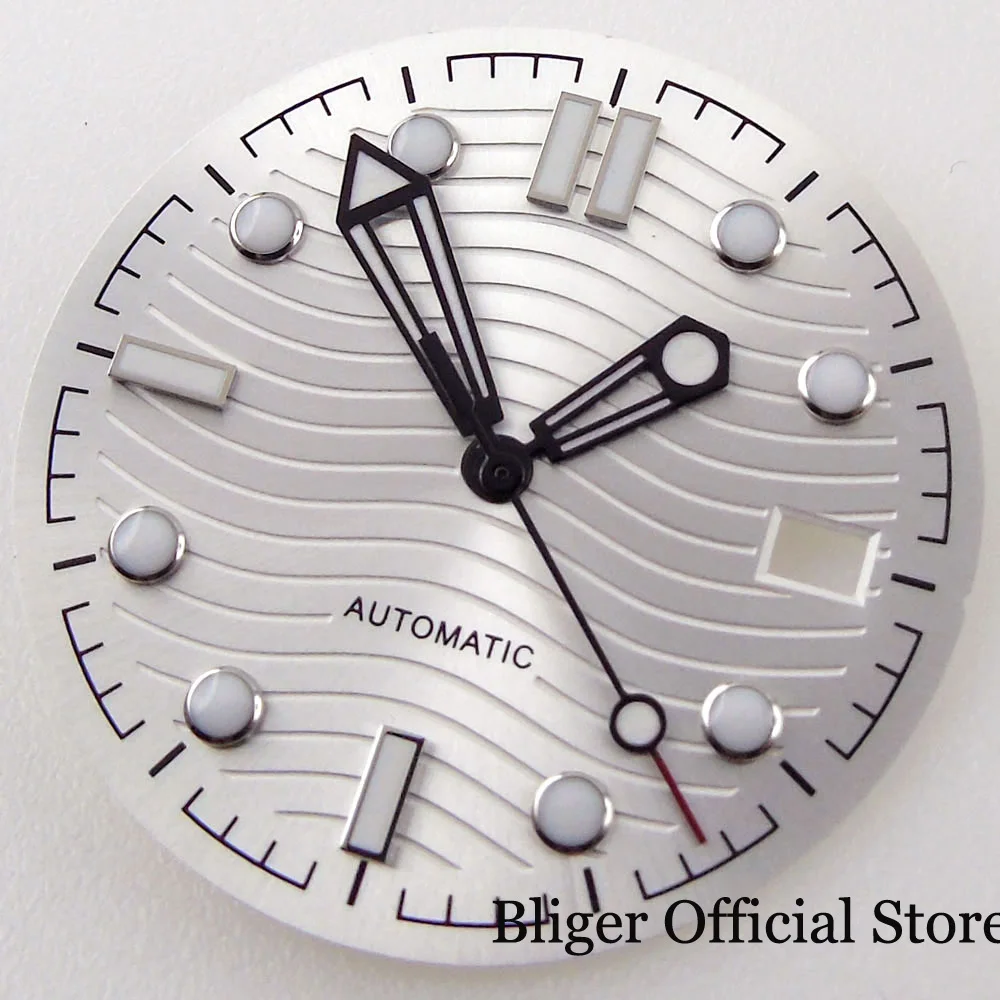 

Автоматический серебристый циферблат BLIGER Nologo 31 мм, ручной набор, подходит для NH35A, машущий узор