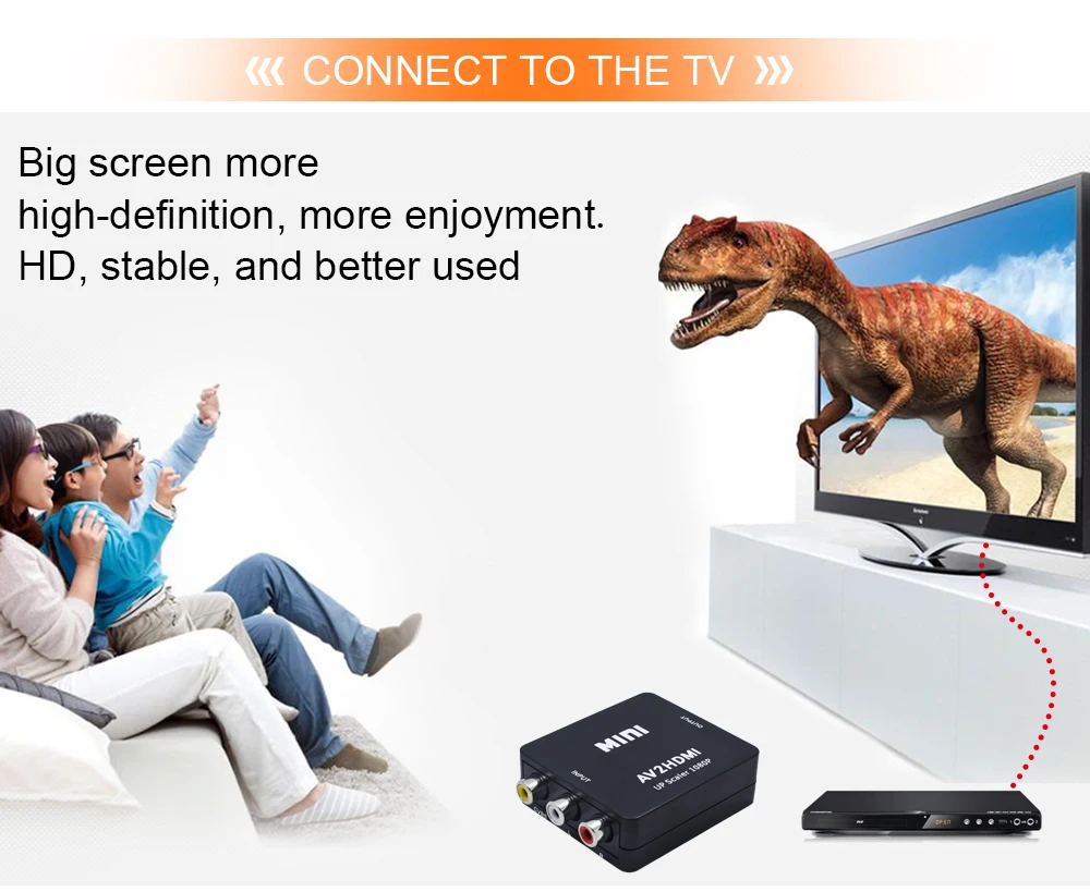 Преобразователь TISHRIC Mini AV в HDMI преобразователь AV2HDMI RCA CVBS к HD 1080P для HDTV PS3 PS4 ПК Xbox