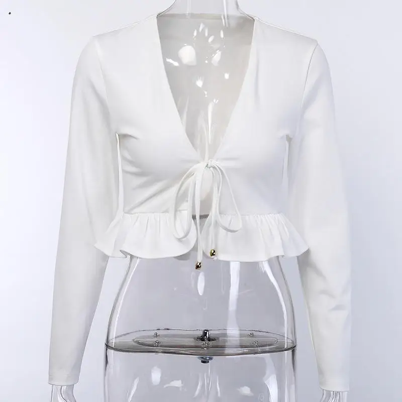 Шикарные сексуальные женские топы и блузки с v-образным вырезом на шнуровке