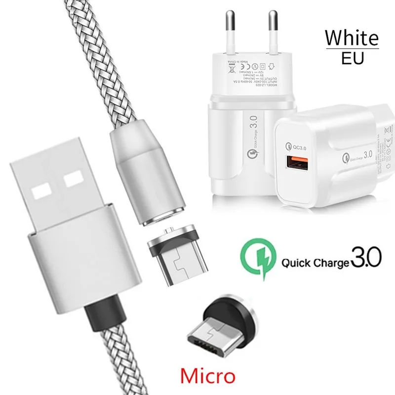 Магнитный Micro USB QC 3 0 кабель для быстрой зарядки Samsung A6 Huawei Y5 Y7 Y9 Honor 8X 7A LG W10 Oppo Android