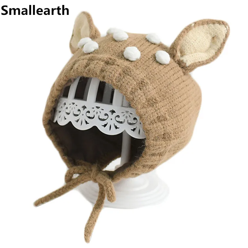 

New Baby Knitted Hat Hooded Woolen Hats Bonnet Caps Infant Boys Girls Crochet Beanies Autumn Winter Cute Child Warm Accessories