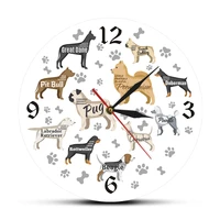 dog breeds printed acylic wall clock puppy pet reloj de pared clock wall watch quartz clock battery operated animal horloge
