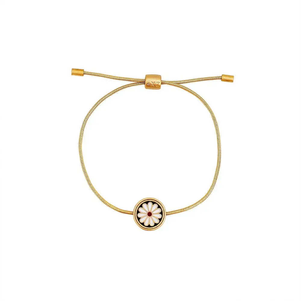 

2020the New European And American Fashion Enamel Colored Daisies Styling Bracelet Feminine Retro Temperament Adjustable Bracelet