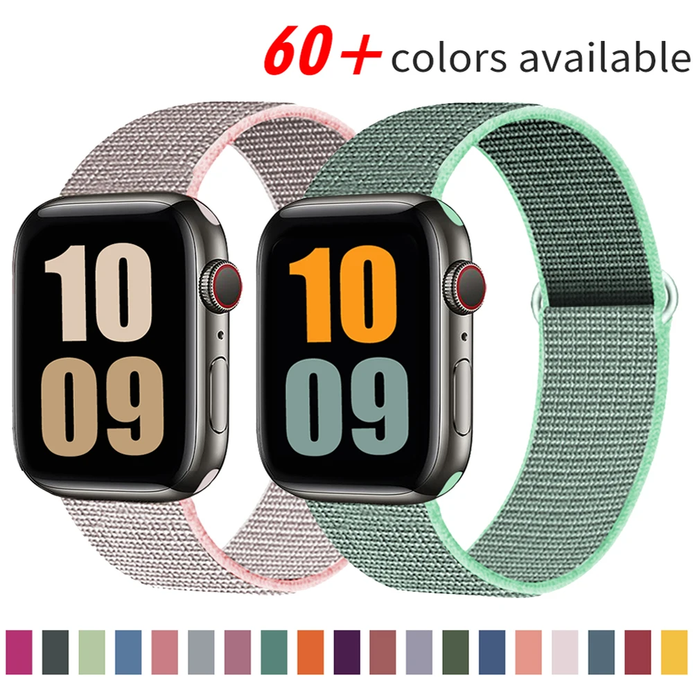 

Nylon Loop Strap for Apple watch band 44mm 40mm 42mm 38mm Breathable Sport watchband bracelet belt toiwatch Series 6 SE 5 4 3 21