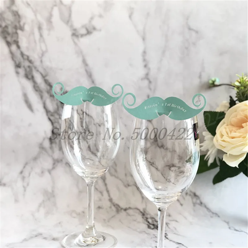 50 шт усов вина имя карты мистер место бокал стаканчик бумажная карта Мальчик день
