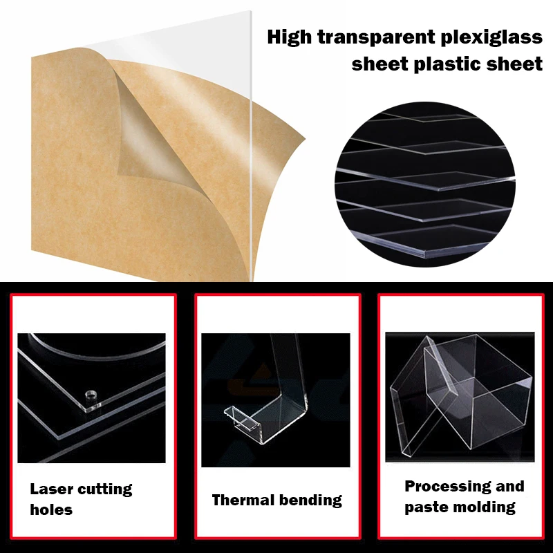 

Acrylic Sheet Clear Cast Plexiglass Panel Transparent Plastic Plexi Glass Board for Signs DIY Display ProjectsCraft