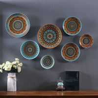 7pcs hand painted ceramic dishes home wall decoration hotel restaurant background ceramic hanging plate art crafts