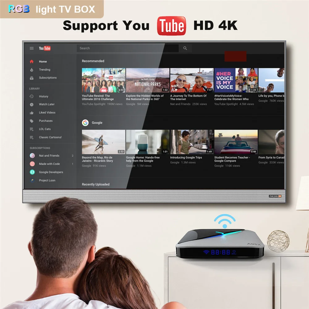 A95X F3 Air RGB светильник Smart tv Box Android 9 0 Amlogic S905X3 4 Гб 64 Wifi 4K медиаплеер 2 16 телеприставка |