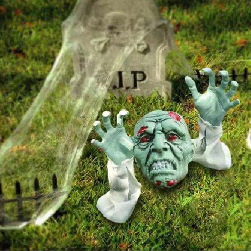 

Halloween decoration green skull set terror garden lawn decoration scene decoration props statue