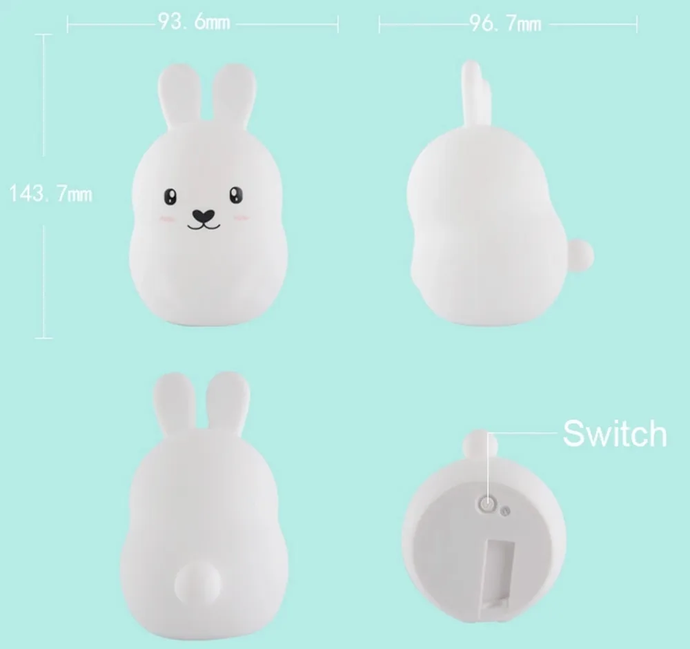 Светодиодный ночсветильник в виде кролика с сенсорным датчиком и дистанционным