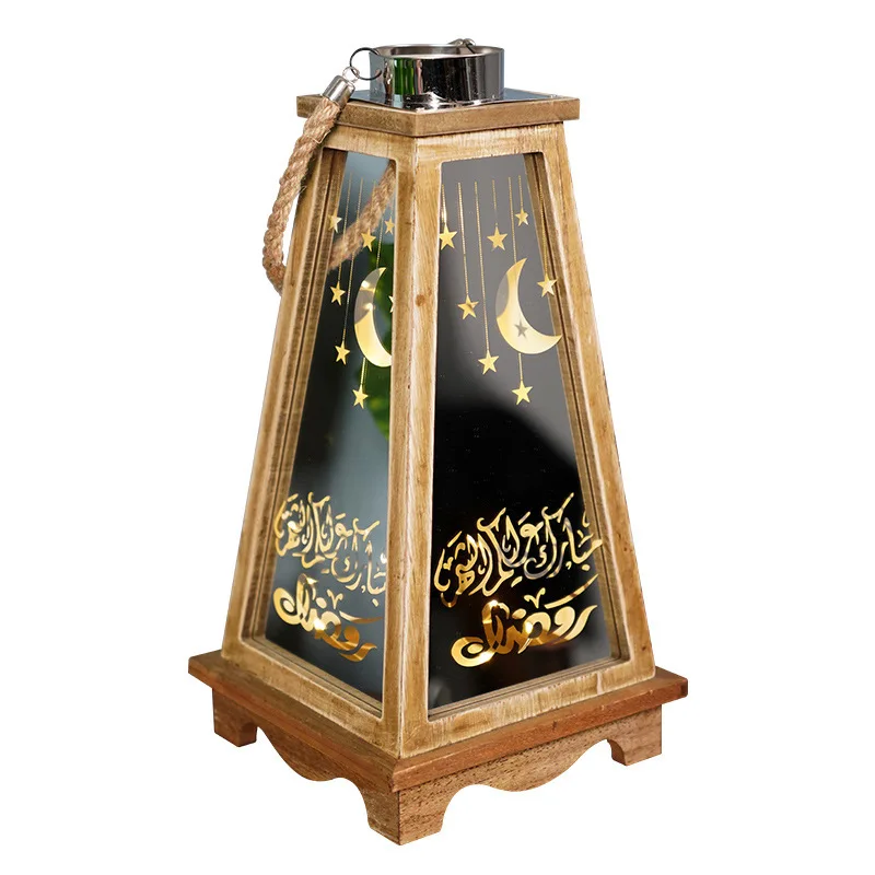 

wooden storm lantern eid al-fitr, decorative led small night light atmosphere light cross-border sell like hot cakes