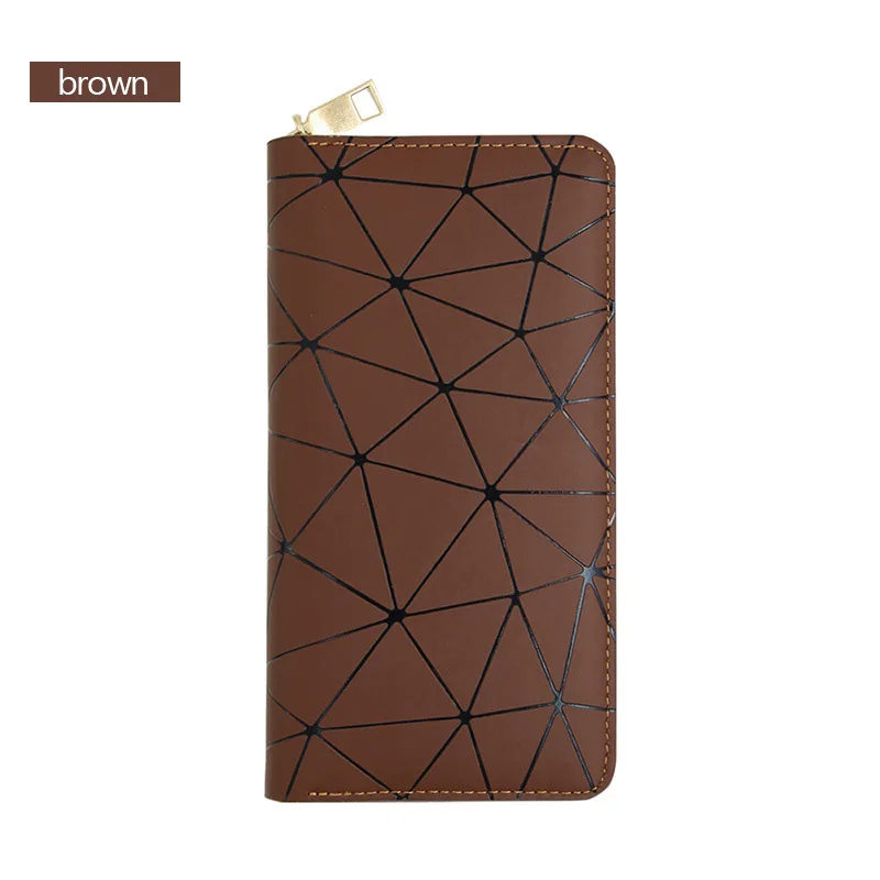 A7012brown AIREEBAY голографический Женский кошелек на молнии Тонкий лазер женские кошельки серебро длинный клатч кошельки Геометрическая голограмма сумка для денег - Цвет: A7012brown
