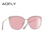 Женские солнцезащитные очки AOFLY, маленькие поляризационные очки кошачий глаз с металлическими дужками, UV400, A105
