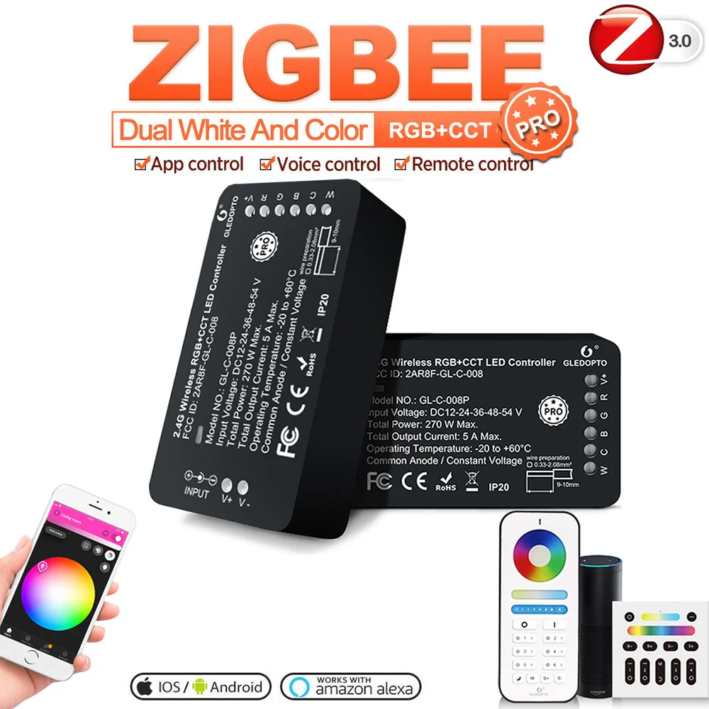 G светодиодный OPTO AC/DC 12V 24V RGB + CCT Zigbee 3 0 smart полосы Управление Pro 6 Zone РФ Пульт