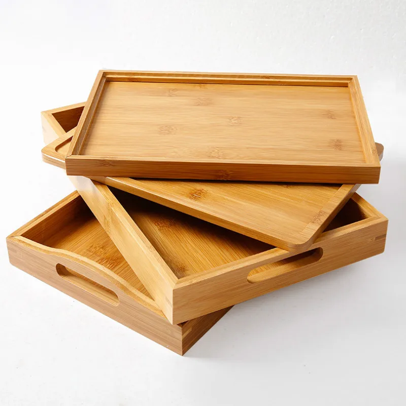 Японский бамбуковый квадратный поднос деревянные прямоугольные тарелки для еды