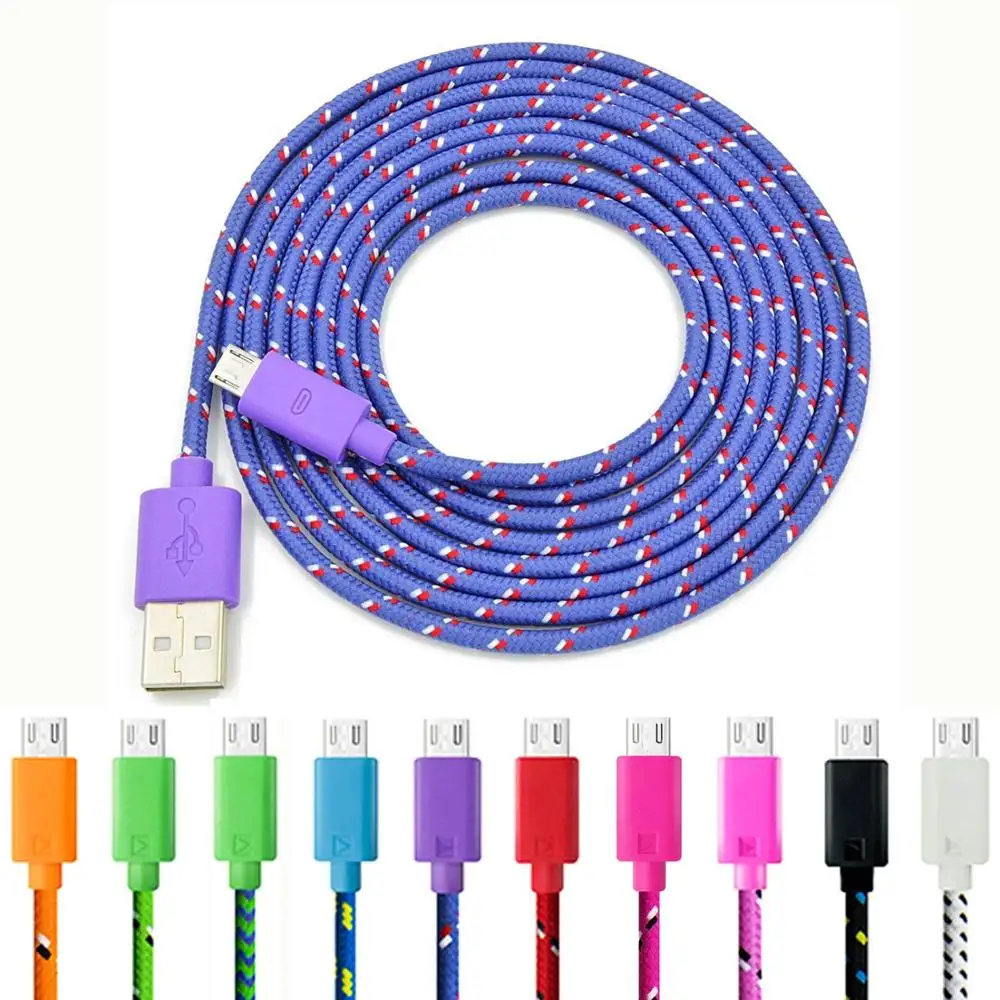 Кабель Micro USB 1 м 2 3 нейлоновый плетеный кабель для быстрой зарядки samsung huawei Xiaomi Android