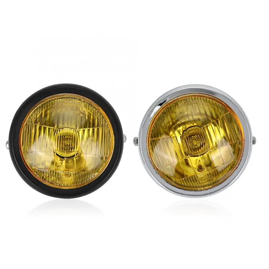 Фара мотоциклетная круглая в стиле ретро с желтыми линзами подходит для