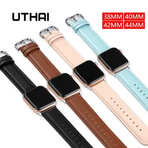 Кожаный ремешок для Apple Watch band 38 мм 40 мм 42 мм 44 мм, браслет для iWatch, apple watch series 4 3 5 SE 6 7 UTHAI A25