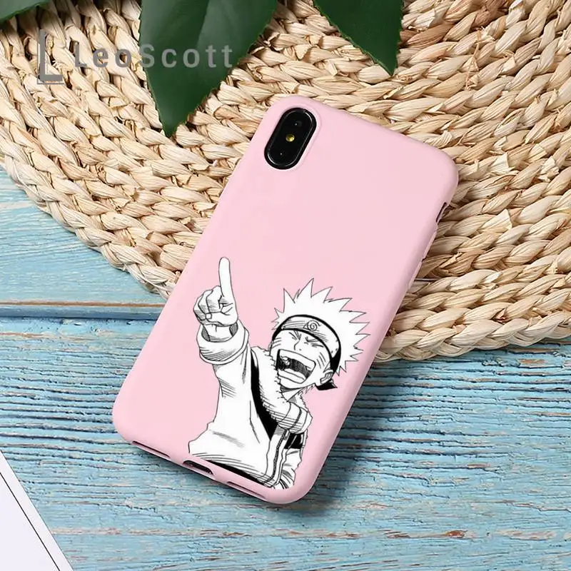 

Naruto high quality Anime coque pattern Phone Case Candy Color for iPhone 6 7 8 11 12 s mini pro X XS XR MAX Plus