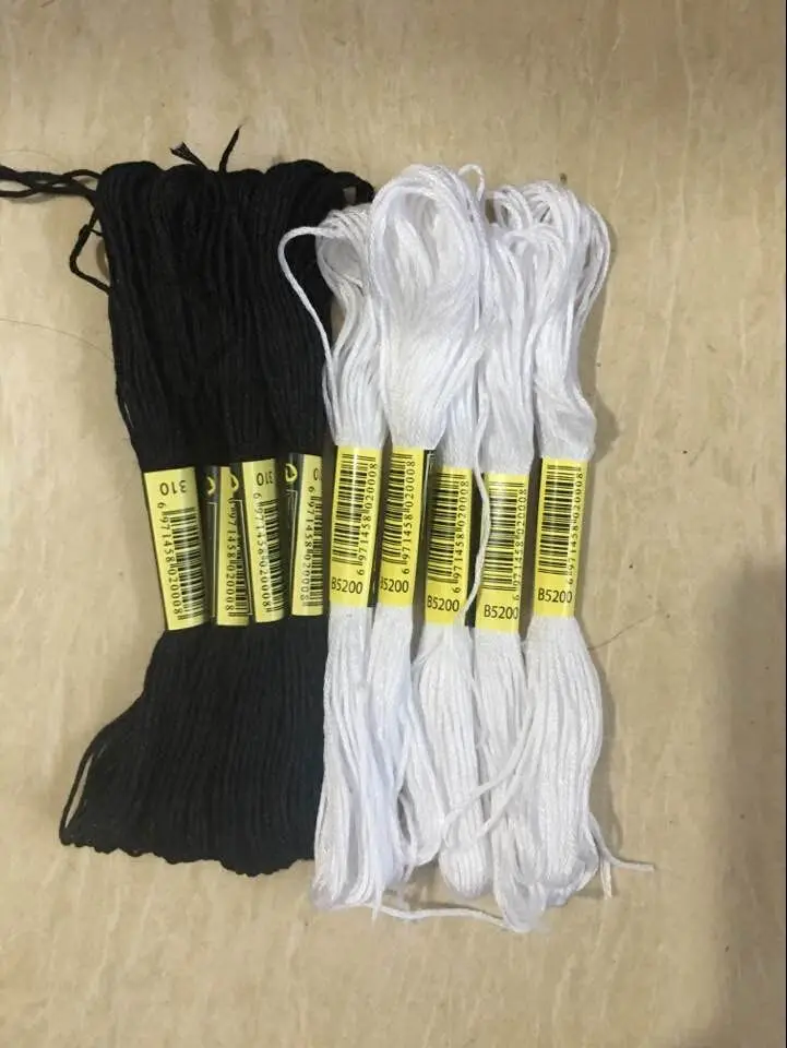 20 шт. черно белая вышивка крестом нити скеены черного цвета ручные швейные нитки