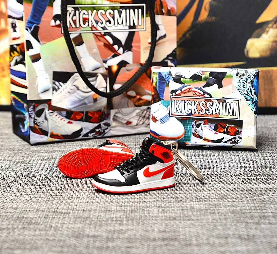 a pair w metal ring Персональный DIY Jordan Generation AIR JORDAN 1 chicago 3D кроссовок фигурный брелок сумка Подвеска парный брелок - Цвет: a pair w metal ring