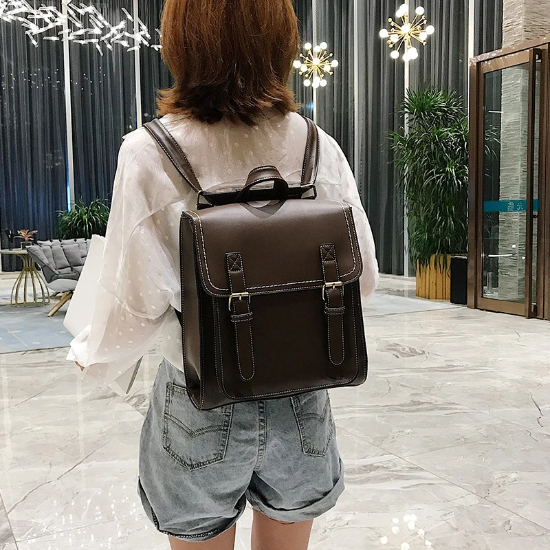 

Рюкзак в стиле ретро для женщин, сумка из искусственной кожи, женский рюкзак, модная школьная сумка для девочек, высококачественная повседн...