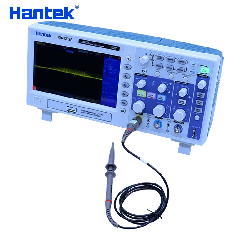 

Hantek DSO5202P digital storage oscilloscope 70-200MHz 2 Channels 1GSa/s 7'' TFT LCD color display Record Length 40K 5102P/5072P