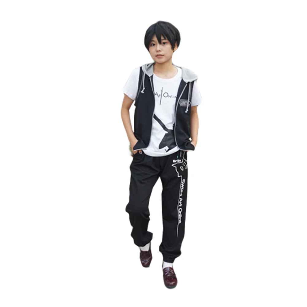 

Brdwn Sword Art Online SAO Unisex Kirigaya Kazuto Cosplay Costume Everyday Wear Daily Vest Tops T-Shirt Pants