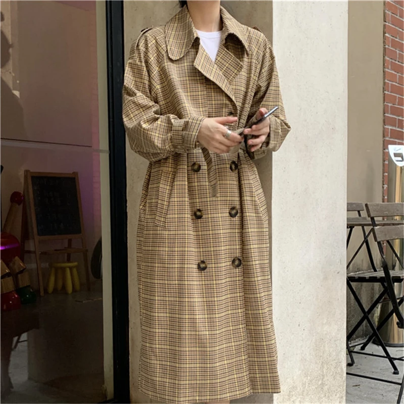 Женская Длинная ветровка в клетку весна-осень 2019 | одежда