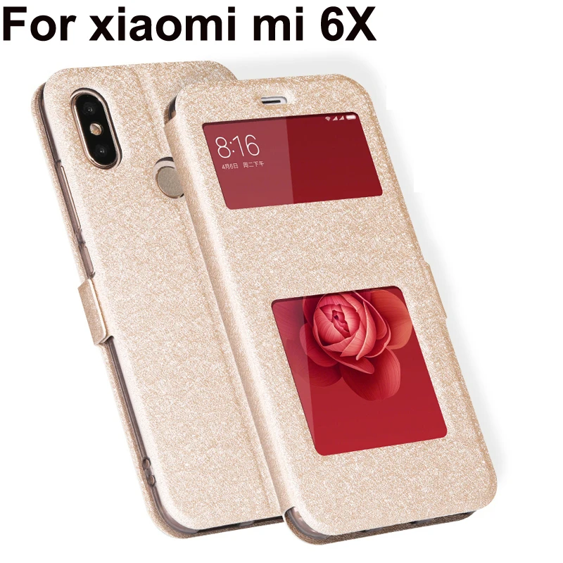 5 99 &quotРоскошный чехол с открытым окном для xiaomi mi 6X из искусственной кожи чехлы mi6X