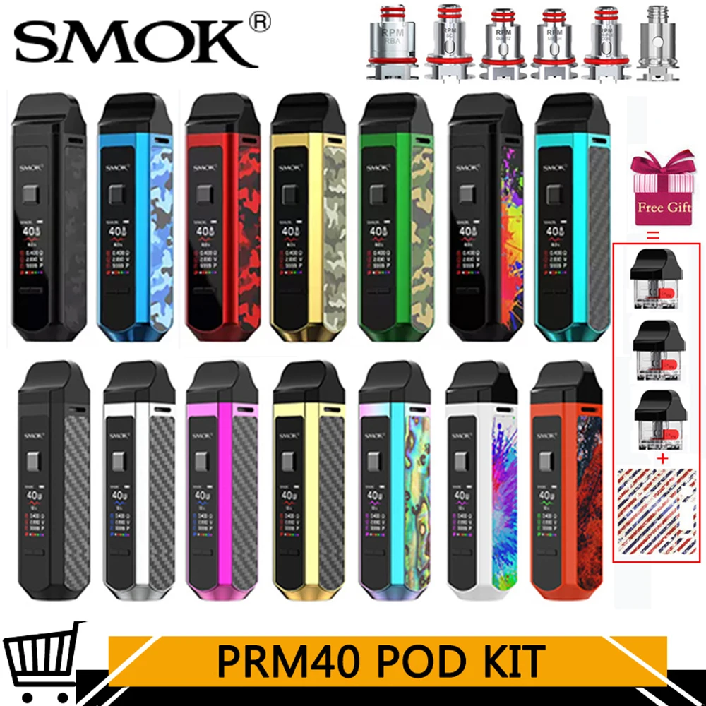 SMOK RPM40 Pod Kit Vape 1500 мАч 4 3 мл и 5 бак Nord DC 0.6ohm Mesh 0.4ohm 40 Вт электронная сигарета