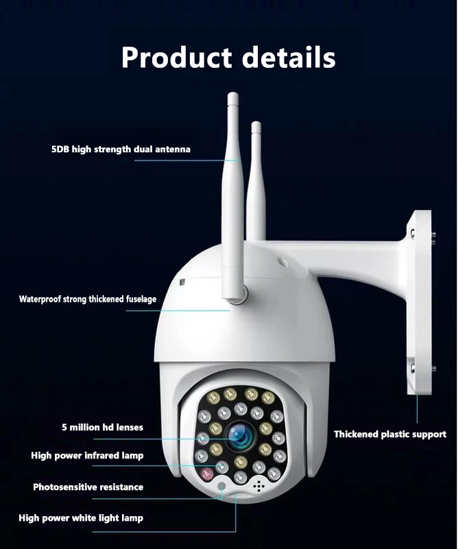 Беспроводная Wifi ip-камера 1080P PTZ 23LED наружная скорость купольная камера безопасности панорамирование 5X цифровой зум сеть видеонаблюдения