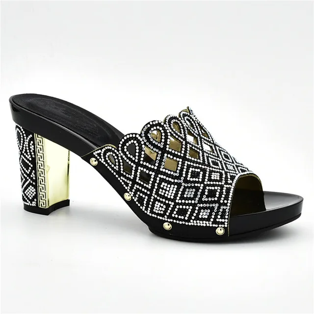 Black shoes only Модный итальянский комплект из туфель и сумочки, вечерние женские комплекты из туфель и сумочки в нигерийском стиле, украшенные стразами - Цвет: Black shoes only