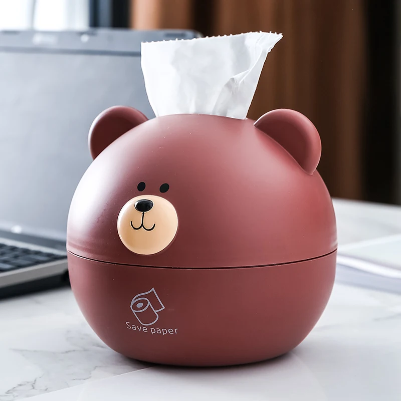 

Tissue Storage Box Bear Tissue Holder Waterproof Storage Desktop Decor Napkin Box Home Office Kitchen Bedroom Storage Products