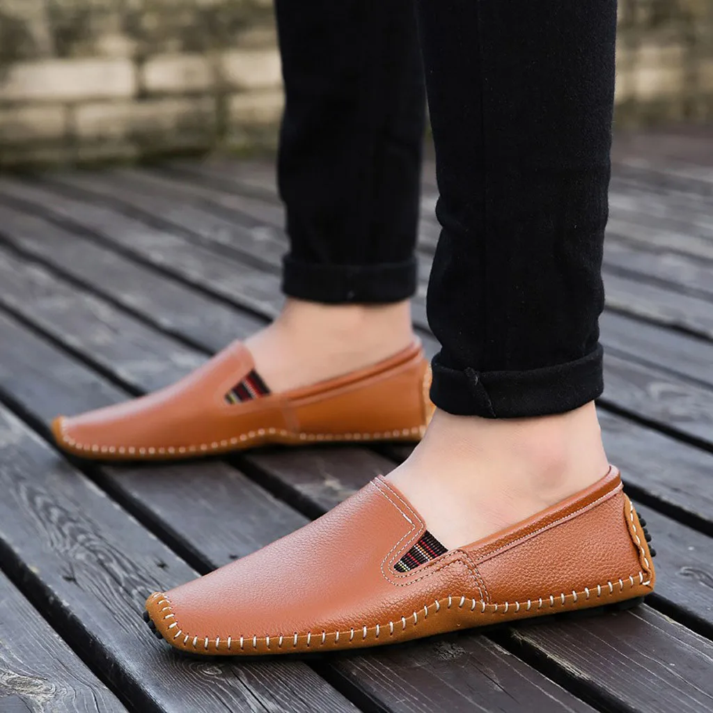 

Hot Sale Men Shoes Men's Big Size Business Leather Shoes Non-slip Elastic Resistant Comfortable Driving Casual Shoes 2021