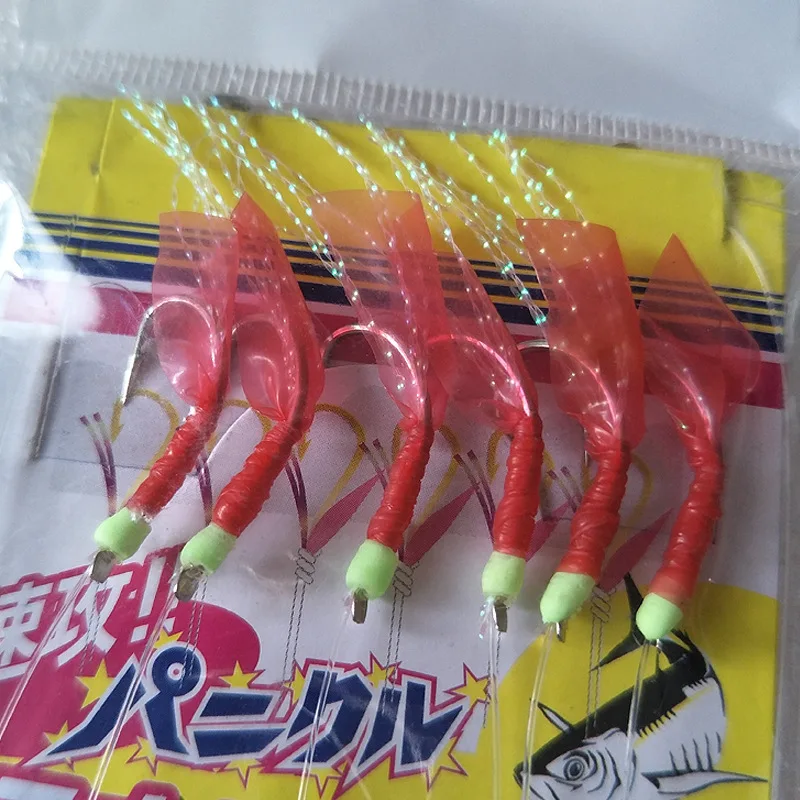 25 упак./лот рыболовный крючок бионика Резина для кожи веревка Крючки Sabiki Sabki