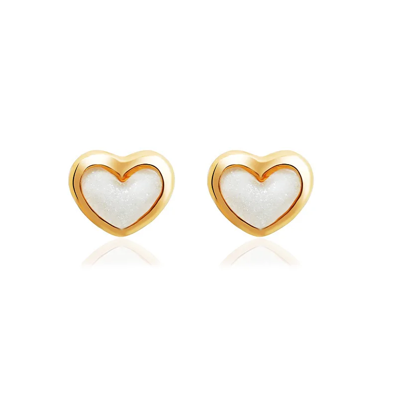

Sweet Acrylic Heart Stud Earrings Delicate Gold Color Mini Ear Studs Trendy Ear Nails For Women Girls Jewelry Gift 2021 Fashion