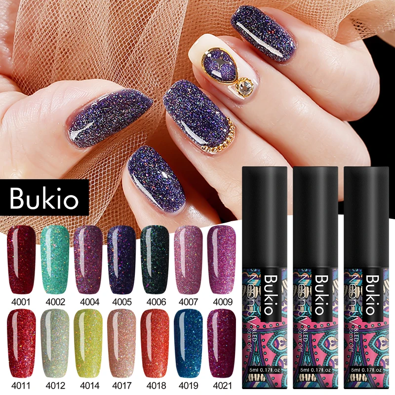 Bukio 5 мл Гель-лак для ногтей Блестящий неоновый цвет серия УФ светодиодный