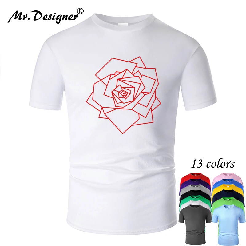 Красивая хлопковая Футболка с круглым вырезом и рисунком Розы цветов для мужчин