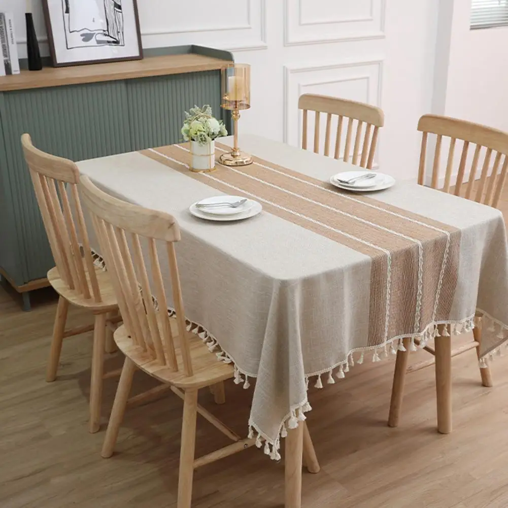 

Скатерть для стола с кисточками, антивыцветающая скатерть из полиэстера, в деревенском стиле, устойчивая к царапинам, для дома
