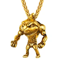u7 men fitness shark pendant necklace hip hop cool gold charm stainless steel link chain fitness necklaces jewelry