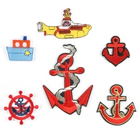 6 pcs sea anchor steamship pattern sewing clothing patch ironing embroidered patch diy denim backpack fashion decoration badge