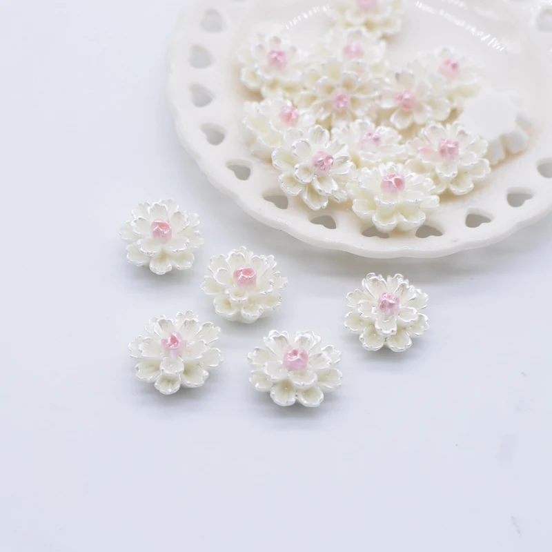 50pcs 12mm 3d mini flower lotus flatback planar resin accessories diy craft phone patches arts material free global shipping