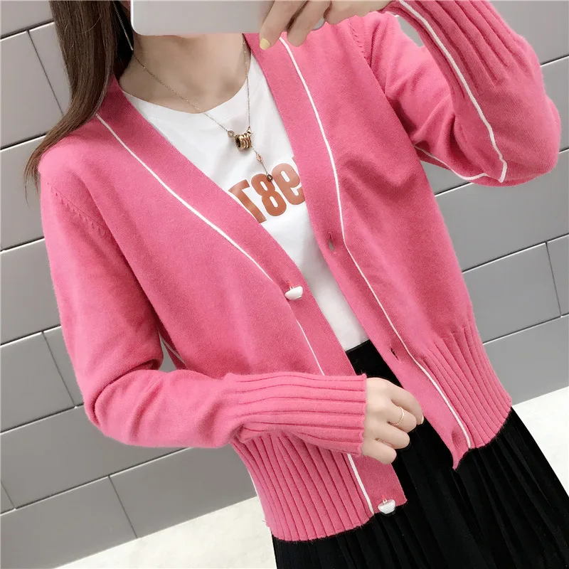 2019 New Short Fashionable Loose Knitted Coat for Autumn Women's Cardinals with Fair Spring and sweaters-0640x |