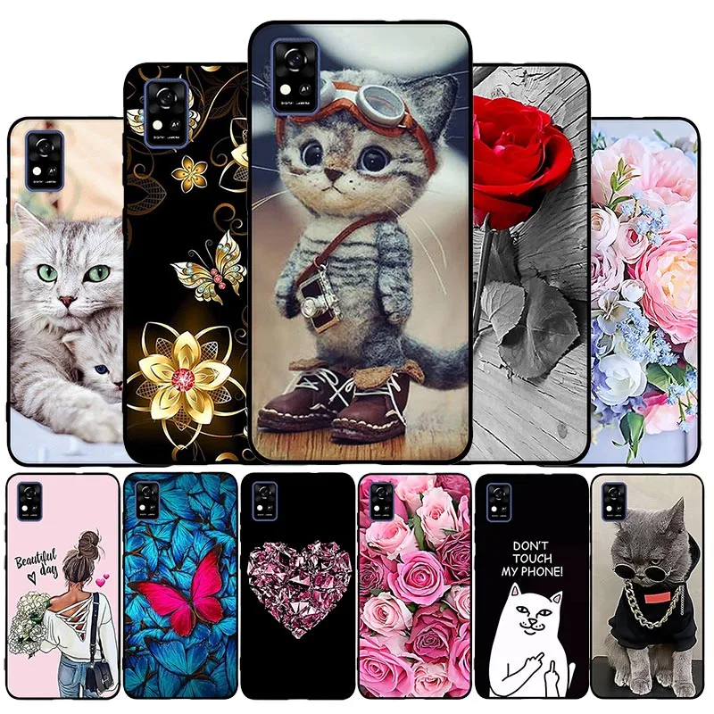 

Phone Cases For ZTE Blade A31 A71 Case Silicone Soft TPU Protective Back Cover For ZTE Blade A51 Case Cute Flower Cat Bumper