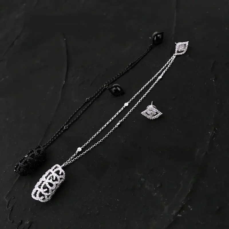 

S925 sterling silver summer new arabesque earrings female personality retro asymmetric earrings party banquet gift jewelry