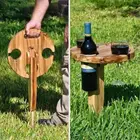 Деревянный складной винный стол, Портативный пляжный стол для закусок, песок и травы, стол для вина, пикника, сыра