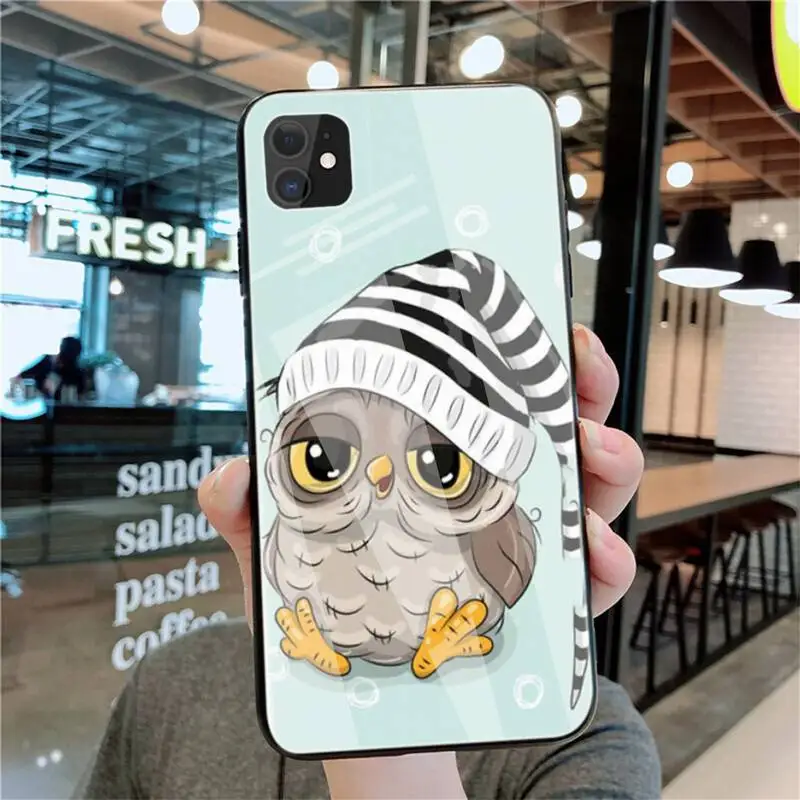

Cute Owl Hearts Lover Christmas Phone Cases Tempered Glass For Iphone6plus 6S 7 7plus 8 X XS XSmax XR 11 12 Pro Max 12mini